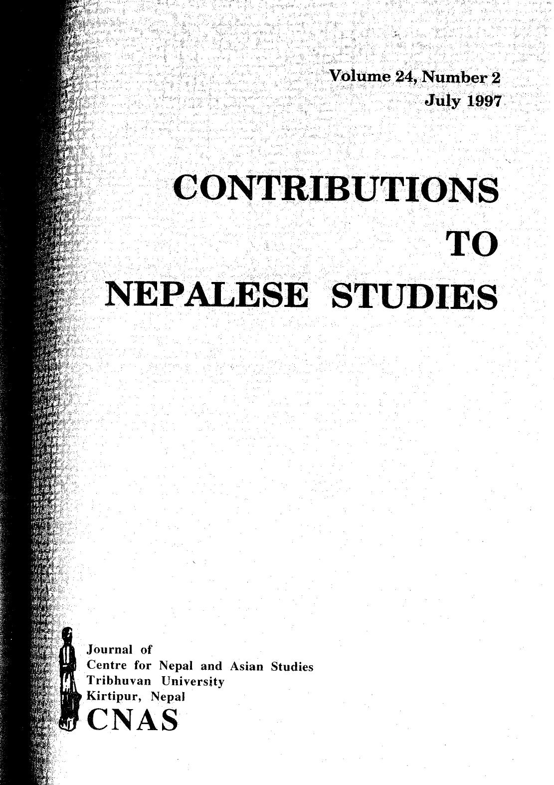 Contributions To Nepalese Studies :Volume24-02